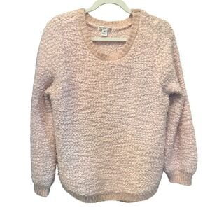 John‎ Paul Richard Pink Fuzzy Textured Crew Neck Sweater Womens Medium Soft Cozy